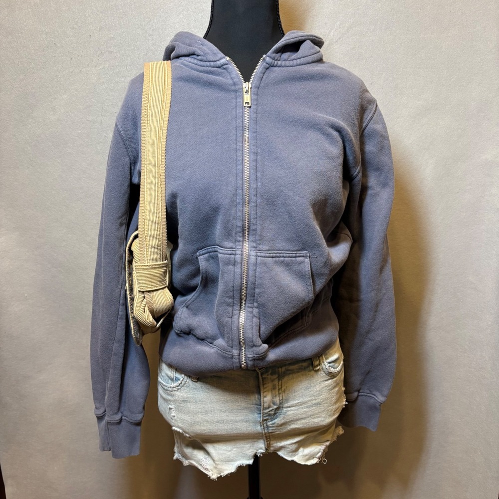 Brandy Melville Women Blue Gray Full Zip Hoodie Sweatshirt One Size